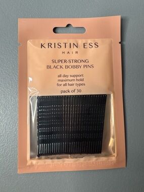 Kristin Ess Super-Strong Black Bobby Pins - Pack of 30 maximum hold all day supp